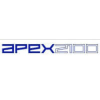 logo saying apex in blue and 2100 in grey, logo on white background