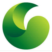 Green logo circle on a white background